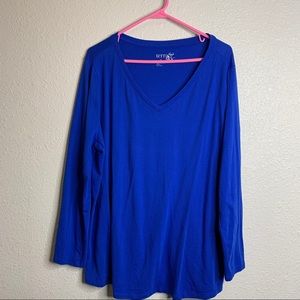 V-neck Long Sleeve Tee 1x & 2x